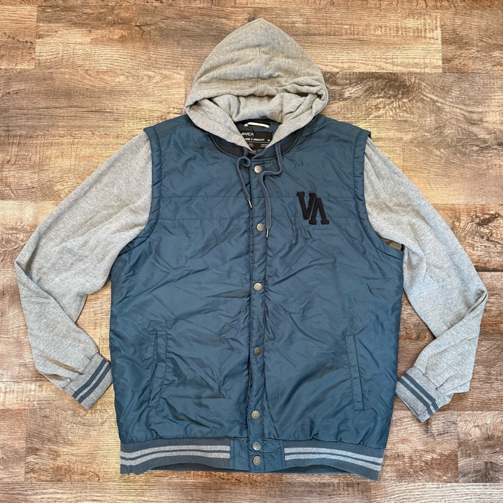 RVCA Nature x Industry Navy Blue Mens Vest With Attached Sleeves and Hood XL